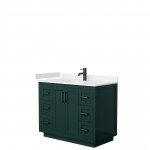 Miranda 42" Single Vanity in Green, Carrara Cultured Marble Top, Black Trim