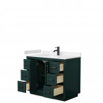 Miranda 42" Single Vanity in Green, Carrara Cultured Marble Top, Black Trim