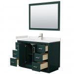 Miranda 48" Single Vanity in Green, Carrara Marble Top, Nickel Trim, 46" Mirror