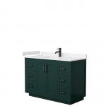 Miranda 48" Single Vanity in Green, Carrara Cultured Marble Top, Black Trim