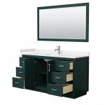 Miranda 60" Single Vanity in Green, Carrara Marble Top, Nickel Trim, 58" Mirror