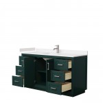 Miranda 60" Single Vanity in Green, Carrara Cultured Marble Top, Nickel Trim