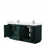 Miranda 72" Double Vanity in Green, Carrara Cultured Marble Top, Nickel Trim