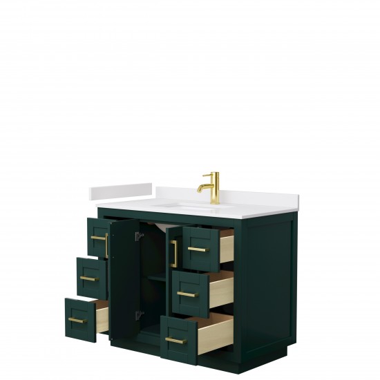 Miranda 42" Single Vanity in Green, White Cultured Marble Top, Gold Trim