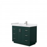 Miranda 42" Single Vanity in Green, White Cultured Marble Top, Nickel Trim