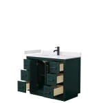 Miranda 42" Single Vanity in Green, White Cultured Marble Top, Black Trim