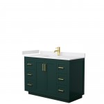 Miranda 48" Single Vanity in Green, White Cultured Marble Top, Gold Trim