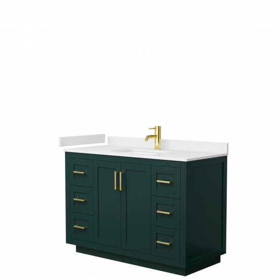 Miranda 48" Single Vanity in Green, White Cultured Marble Top, Gold Trim