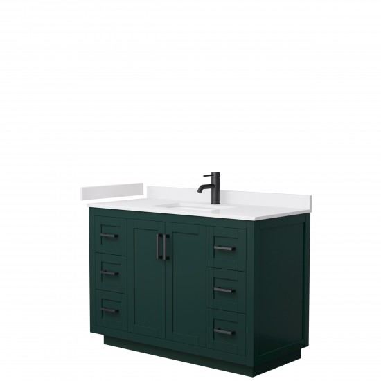 Miranda 48" Single Vanity in Green, White Cultured Marble Top, Black Trim