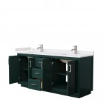 Miranda 72" Double Vanity in Green, White Cultured Marble Top, Nickel Trim