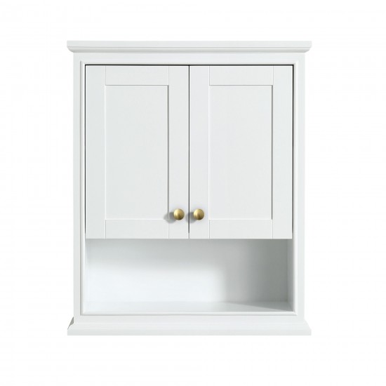 Deborah Over-the-Toilet Wall-Mounted Storage Cabinet in White, Brushed Gold Trim