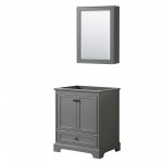 Deborah 30" Dark Gray Single Vanity, No Top, Matte Black Trim, Medicine Cabinet