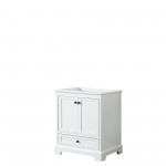 Deborah 30" Single Vanity in White, No Top, No Sink, Matte Black Trim