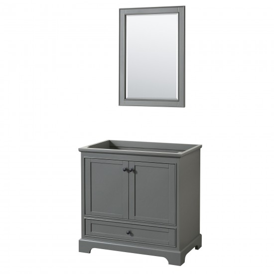 Deborah 36" Single Vanity in Dark Gray, No Top, Matte Black Trim, 24" Mirror