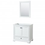 Deborah 36" Single Vanity in White, No Top, Matte Black Trim, 24" Mirror