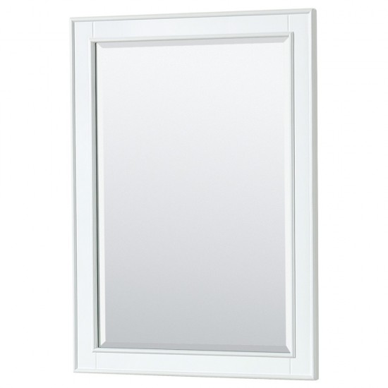 Deborah 36" Single Vanity in White, No Top, Matte Black Trim, 24" Mirror