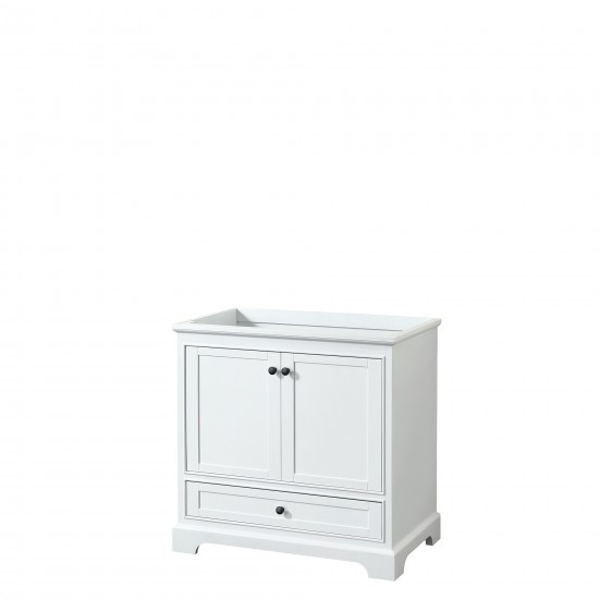 Deborah 36" Single Vanity in White, No Top, No Sink, Matte Black Trim