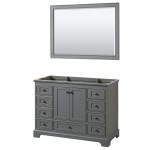 Deborah 48" Single Vanity in Dark Gray, No Top, Matte Black Trim, 46" Mirror