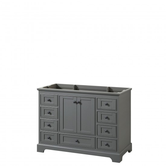 Deborah 48" Single Vanity in Dark Gray, No Top, No Sink, Matte Black Trim