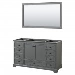 Deborah 60" Single Vanity in Dark Gray, No Top, Matte Black Trim, 58" Mirror