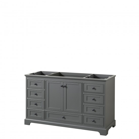 Deborah 60" Single Vanity in Dark Gray, No Top, No Sink, Matte Black Trim