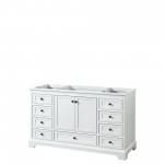 Deborah 60" Single Vanity in White, No Top, No Sink, Matte Black Trim