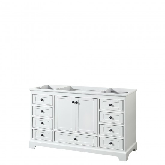 Deborah 60" Single Vanity in White, No Top, No Sink, Matte Black Trim