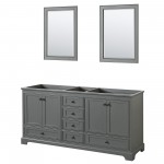 Deborah 72" Double Vanity in Dark Gray, No Top, Matte Black Trim, 24" Mirrors