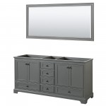 Deborah 72" Double Vanity in Dark Gray, No Top, Matte Black Trim, 70" Mirror