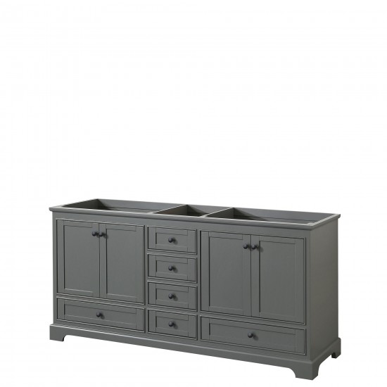 Deborah 72" Double Vanity in Dark Gray, No Top, No Sinks, Matte Black Trim