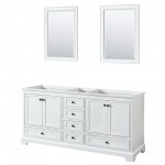 Deborah 72" Double Vanity in White, No Top, Matte Black Trim, 24" Mirrors