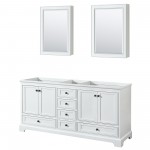 Deborah 72" Double Vanity in White, No Top, Matte Black Trim, Medicine Cabinets