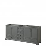 Deborah 80" Double Vanity in Dark Gray, No Top, No Sinks, Matte Black Trim