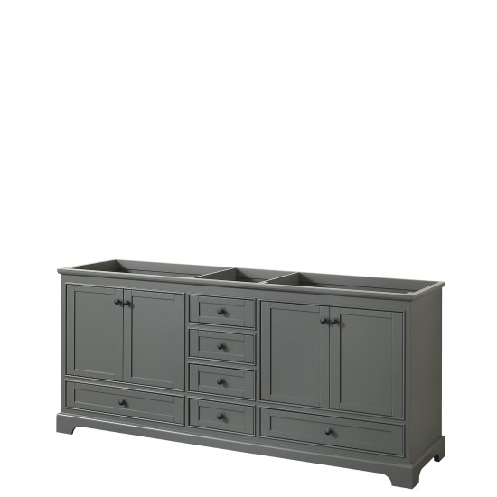 Deborah 80" Double Vanity in Dark Gray, No Top, No Sinks, Matte Black Trim