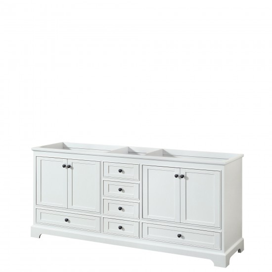 Deborah 80" Double Vanity in White, No Top, No Sinks, Matte Black Trim