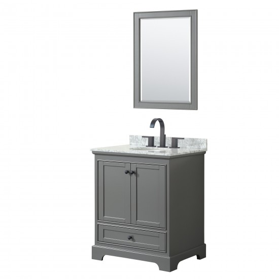 Deborah 30" Single Vanity in Dark Gray, Top, Oval Matte Black Trim, 24" Mirror