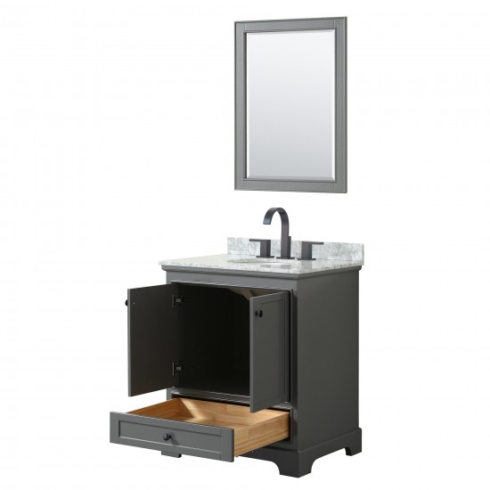 Deborah 30" Single Vanity in Dark Gray, Top, Oval Matte Black Trim, 24" Mirror