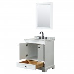 Deborah 30" Single Vanity in White, Top, Oval Sink, Matte Black Trim, 24" Mirror