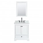 Deborah 30" Single Vanity in White, Top, Oval Sink, Matte Black Trim, 24" Mirror