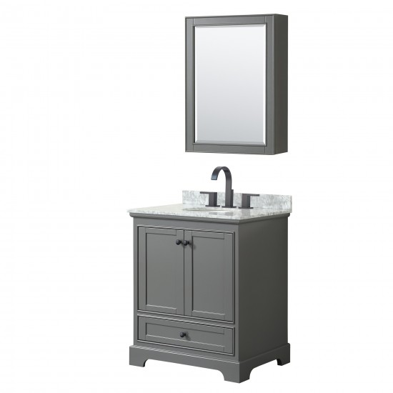 Deborah 30" Dark Gray Single Vanity, Top, Oval Black Trim, Medicine Cabinet