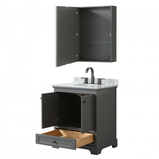 Deborah 30" Dark Gray Single Vanity, Top, Oval Black Trim, Medicine Cabinet