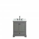 Deborah 30" Single Vanity in Dark Gray, Top, Oval Sink, Matte Black Trim