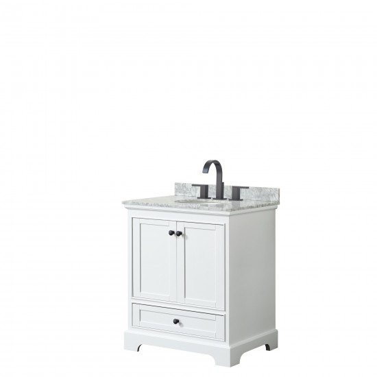 Deborah 30" Single Vanity in White, Top, Oval Sink, Matte Black Trim