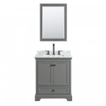 Deborah 30" Single Vanity in Dark Gray, Top, Square Matte Black Trim, 24" Mirror