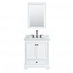 Deborah 30" Single Vanity in White, Top, Square Matte Black Trim, 24" Mirror