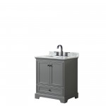 Deborah 30" Single Vanity in Dark Gray, Top, Square Sink, Matte Black Trim