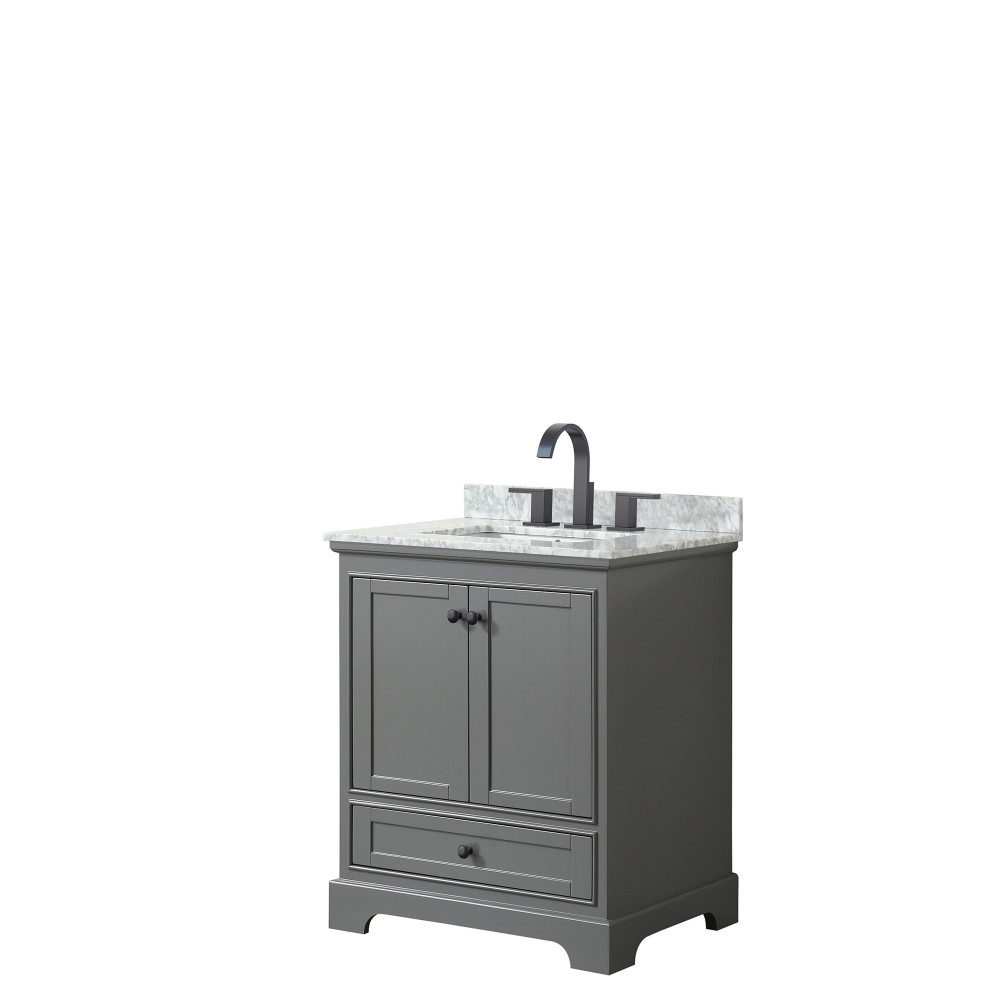 Deborah 30" Single Vanity in Dark Gray, Top, Square Sink, Matte Black Trim