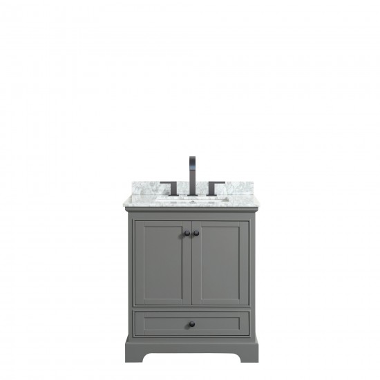 Deborah 30" Single Vanity in Dark Gray, Top, Square Sink, Matte Black Trim