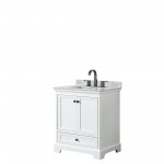 Deborah 30" Single Vanity in White, Top, Square Sink, Matte Black Trim