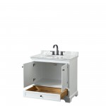 Deborah 36" Single Vanity in White, Top, Oval Sink, Matte Black Trim